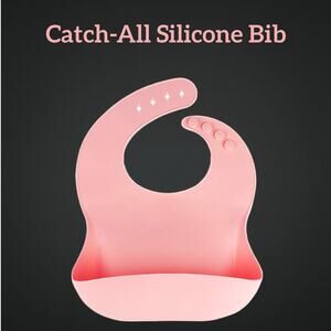 Pink "Mess- Free" Catch All Silicone Baby Bib